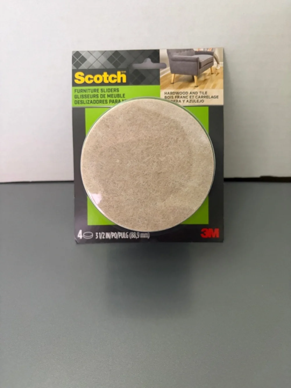 Scotch 3M Beige Felt Furniture Sliders Pack of 4 Floor Protection New